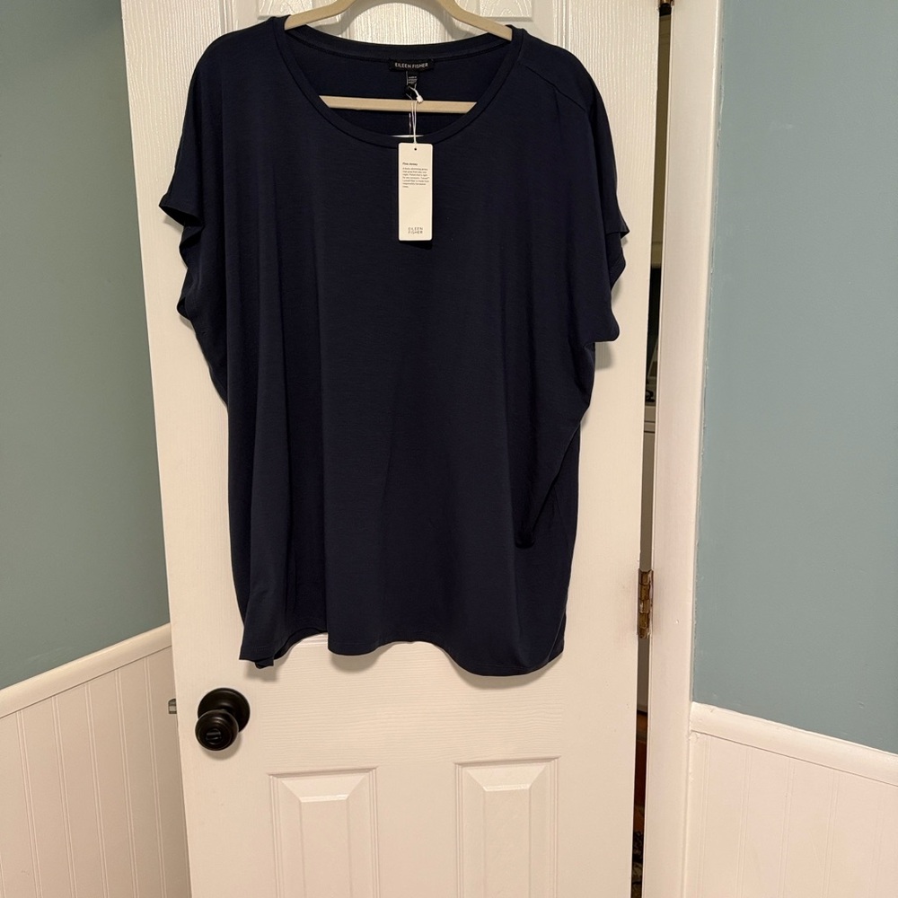 Eileen Fisher Slate Blue Fine Jersey Top